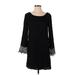 Doe & Rae Casual Dress - Mini Scoop Neck 3/4 sleeves: Black Print Dresses - Women's Size Small
