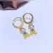 Disney Jewelry | 14k Gold Plated Gemstone Disney Princess Snow White (Snow White) Hoop Earrings | Color: Blue/Gold | Size: Os