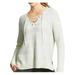 Athleta Sweaters | Athleta Womens Sunset White Lace Up Pullover Sweater Size L Chunky Oversized | Color: White | Size: L