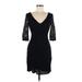 Banana Republic Factory Store Cocktail Dress - Sheath V-Neck 3/4 Sleeve: Black Solid Dresses - Women's Size 6