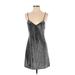 Zara W&B Collection Cocktail Dress - Slip dress: Silver Acid Wash Print Dresses - Women's Size Small