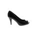 Fergalicious Heels: Slip On Stiletto Minimalist Black Print Shoes - Women's Size 10 - Peep Toe