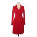 Calvin Klein Casual Dress - Shirtdress: Red Solid Dresses - Women's Size 6