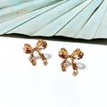 Anthropologie Jewelry | Gold Bow Stud Earrings #177 | Color: Gold | Size: Os