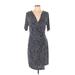 Karen Kane Casual Dress - Sheath V Neck Short sleeves: Blue Dresses - Women's Size Large