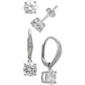 Giani Bernini Jewelry | Giani Bernini 2 Pair Cubic Zirconia Earring Set In Sterling Silver New Boxed | Color: Silver | Size: Os