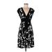 Speechless Casual Dress - Midi: Black Floral Motif Dresses - Women's Size Large