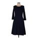 Lands' End Casual Dress - Midi: Blue Solid Dresses - Women's Size Medium