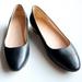 Nine West Shoes | Nine West Fiore Black Leather Low Heel Pumps Ballerinas Flats Slip-On Shoes 7 | Color: Black/Gold | Size: 7