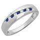 DazzlingRock Collection Sterling Silver Round Blue Sapphire & White Diamond Men's Stackable Anniversary Wedding Band (Size 12)