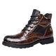LOSVIP Mens Shoes Classic Business Leather Shoes Fashion Retro Casual Comfortable Lace Up Leather Shoes Real Leather Men Shoes (Brown, 7.5)
