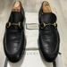 Gucci Shoes | Gucci Black Leather Jordaan Loafers 406994 Dress Shoes Mens Size 11 Fits A 11.5 | Color: Black/Gold | Size: 11