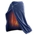 100x70cm Cordless USB Heated Blanket Shawl with Buttons, Soft Sherpa Berber Fleece Portable Battery Powered Electric Blanket Heated Throw,Wearable Portable Heating Warming Blanket for Car Office(Blue)