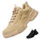 Bawalon Steel Cap Trainers Mens Womens Waterproof Work Trainers, Lightweight Wide Fit Safety Shoes Trainers for Men Women Beige 5.5 UK (Label Size:39)