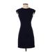 Theory Casual Dress - Mini High Neck Short sleeves: Blue Print Dresses - Women's Size 00