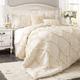 Lush Decor Comforter Ruffled 3 Piece Bedding Set with Pillow Shams, Ivory, King