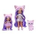 Na! Na! Na! Surprise 575962EUC Belle Family Soft Set of 3 with 2 Fashion 1 Toys for Kids-Lavender Kitty with Long Hair Dolls, 12 Removable Accessories and Outfits, and Adorable Plush Pet Cat