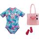 Barbie Fashions Doll Clothes Inspired by Roxy, Complete Look with 2 Accessories, Tropical Roxy Swimsuit GRD41