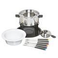 KitchenCraft 3-in-1 Fondue Set with Colour Coded Fondue Forks (for Chocolate, Meat and Cheese Fondue), Silver