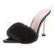 CreoQIJI Women's Open Toe Sandals, Fluffy Feather Strappy High Heel Shoes, High Heels, Sexy Women Sandals, Slippers, Shoes, Women, Black, EU 39, black, 6 UK