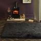 Lord of Rugs Modern Plain Shaggy Rug Silky Shiny High Pile Super Soft Bedroom Living Room Fluffy Thick Rug (Dark Grey, X-Small 60x120cm (2x4'))