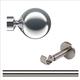 ABC Decor EYELET Curtain pole, 28mm SATIN STEEL IDC Designer bracket Trade packed complete pole set (300cm (118"), Plain Ball Finials)