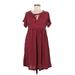 Suzanne Betro Casual Dress - Midi: Burgundy Polka Dots Dresses - New - Women's Size Medium