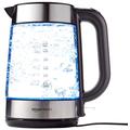 Amazon Basics 1.7 L 2200 W Electric Glass Kettle, Black/Silver