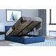 Home Treats Upholstered Ottoman Storage Bed | King Size Ottoman Bed | King Size Bed Frame | King Ottoman Bed | Navy Linen Ottoman King Size Bed | 5ft King Size Bed Frame with Under Bed Storage