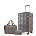 Kono Suitcase Sets of 3 Piece Check in Luggage Hard Shell Travel Case with TSA Lock,The Luggage Set Included 1pcs Travel Bag and 1pcs Toiletry Bag(Grey/Brown,24 inch Luggage Set)