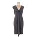 Adrianna Papell Cocktail Dress - Party V-Neck Sleeveless: Gray Print Dresses - Women's Size 8