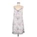 T Tahari Casual Dress - Mini Scoop Neck Sleeveless: Gray Print Dresses - Women's Size Medium