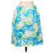 Lilly Pulitzer Casual A-Line Skirt Knee Length: Blue Floral Bottoms - Women's Size 0