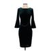 Calvin Klein Cocktail Dress - Sheath Crew Neck 3/4 sleeves: Black Solid Dresses - Women's Size 2