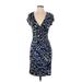 Laundry by Design Casual Dress - Wrap: Blue Graphic Dresses - Women's Size 4