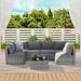 Gray Outdoor PE Rattan 7 Pieces Modular Sofa Furniture Set with Tempered Glass Coffee Table, Weather Resistant, Aluminum Frame