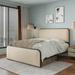 Queen Size Bed Frame Metal Bed Frame with Curved Upholstered Headboard and Footboard Bed