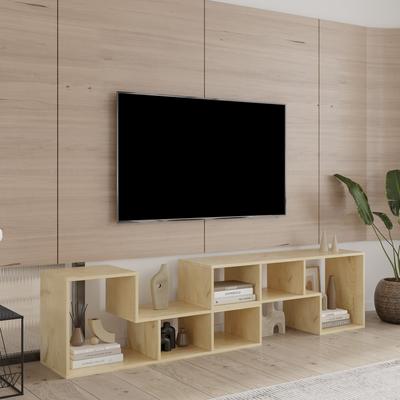 Abstract Double L-Shaped Low Floor TV Stand with Multi Display Storage