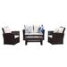 Brown Outdoor Patio PE Rattan Wicker 4-Seat Conversation Set