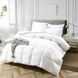 Luxury All Season Goose Feathers Down Comforter Full/Queen Size Duvet Insert - 100% Organic Cotton, 750 Fill Power Medium Warmth