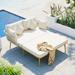 Beige+Gold Outdoor Patio Daybed with Washable Cushions
