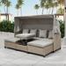 Brown UV-Proof PE Rattan 4-piece Outdoor Patio Sofa Set with Retractable Canopy