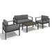 Black Modern Aluminum 4-Piece Sofa Seating Group for Patio