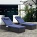 2Pcs PE Rattan Sunbed Adjustable Chaise Lounge w/Removable Cushion