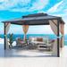 Outdoor Premium Double Roof Gazebo Permanent Hardtop Pergola w Premium Curtains and Nettings