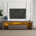 20 minutes quick assembly, simple modern TV stand with the toughened glass,shelf Floor cabinet,with LED Color Changing Lights