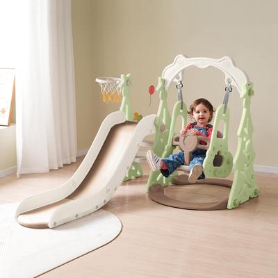 Toddler Slide and Swing Set 5 in 1,Kids Playground Climber Slide Playset with Basketball Hoop Freestanding Combination for Baby