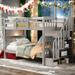 Contemporary Stairway Twin over Twin Bunk Bed with Storage and Guard Rail for Bedroom, Dorm, Maximized Storage Space, Grey
