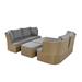 Gray Rattan Weave Curved Outdoor Patio Wicker Sofa Set with Central Lifting Coffee Table and Thick Cushions