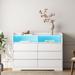 6 Drawer Dresser,White Dresser for Bedroom with LED Lights,Modern Dressers & Chests of Drawers with Sturdy Frame for Living Room